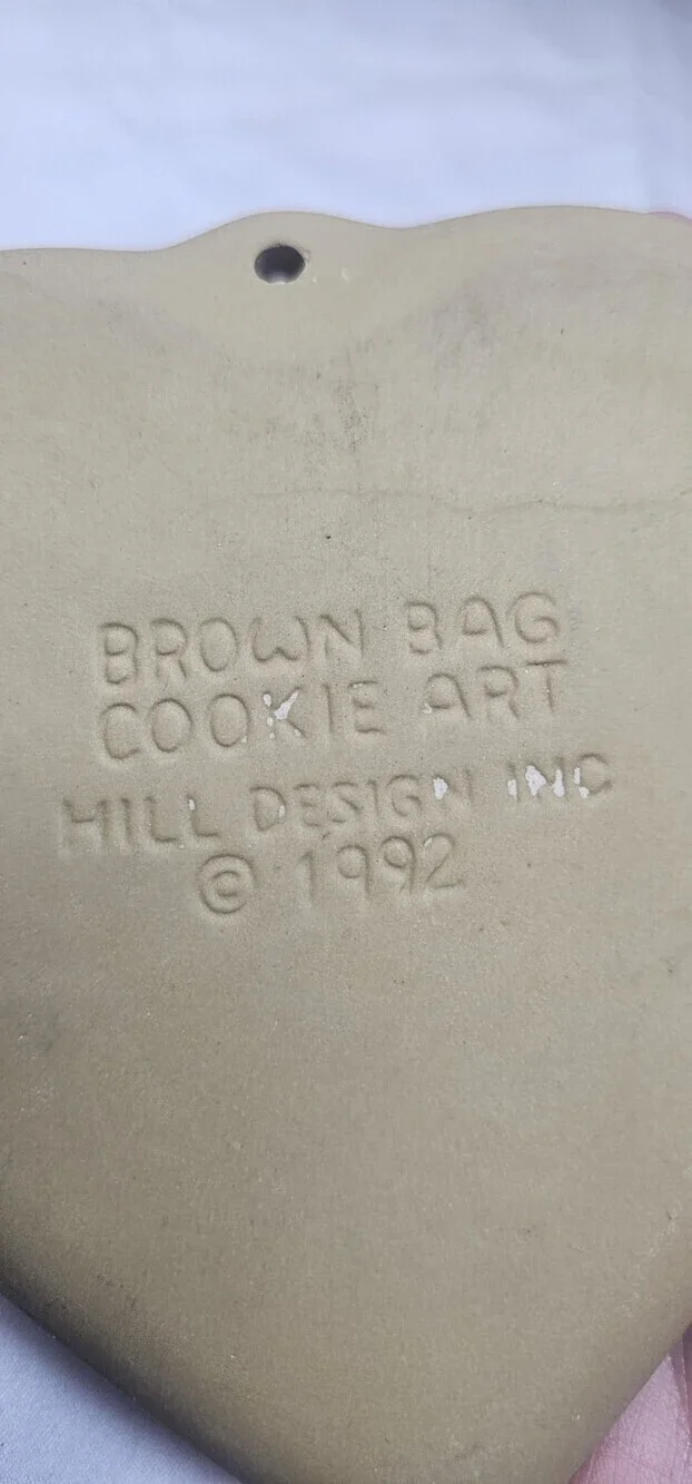 Brown Bag Cookie Art Heart Rose 1992 Hill Design Vintage Collectible